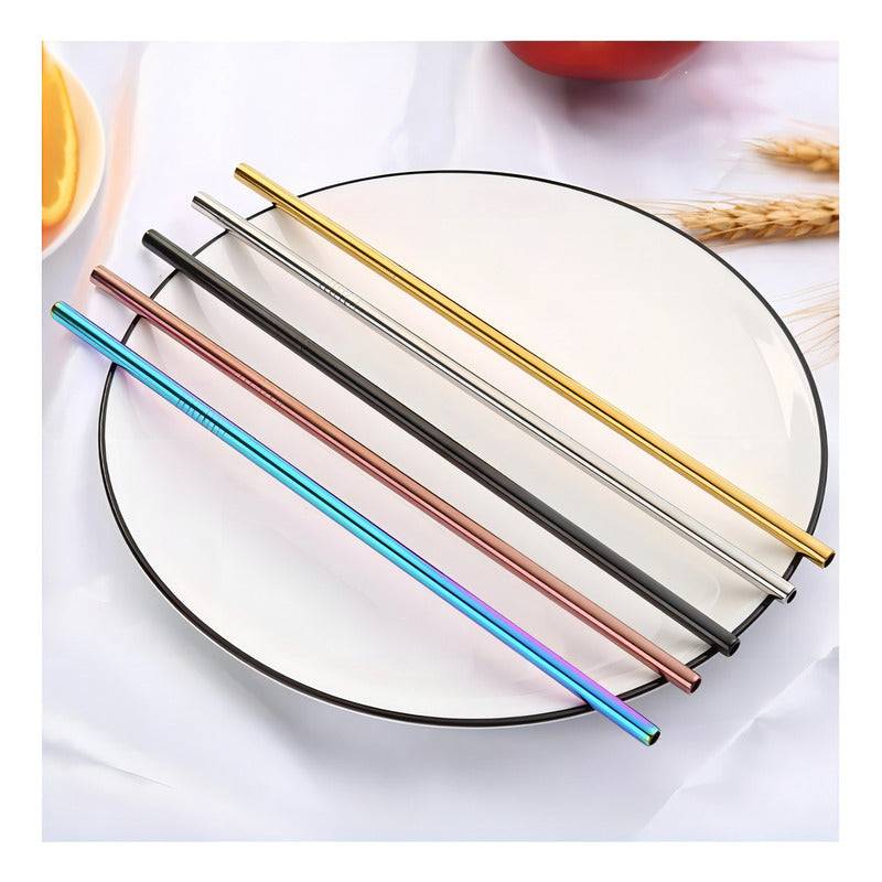 60 Set 3 Popotes Acero Inox Metalico Reusable Colores Color