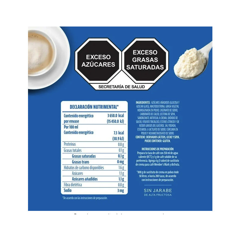 Sustituto De Crema Members Mark 200 Sobres De 4gr