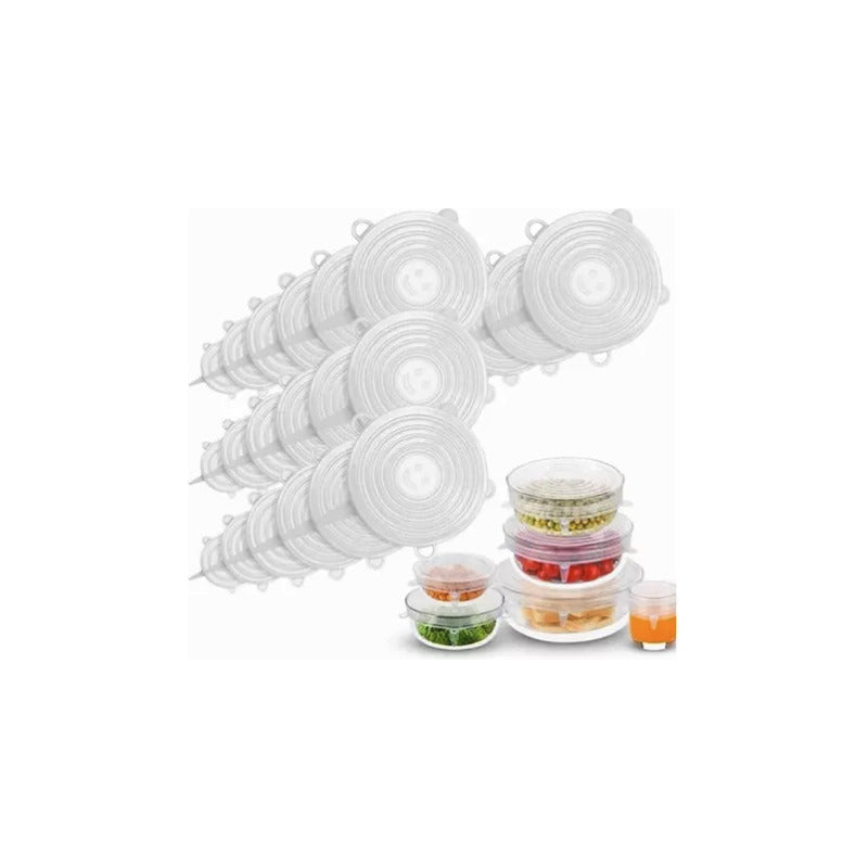 24 Tapa Silicon Flexible Ajustable Antiderrame Reusable