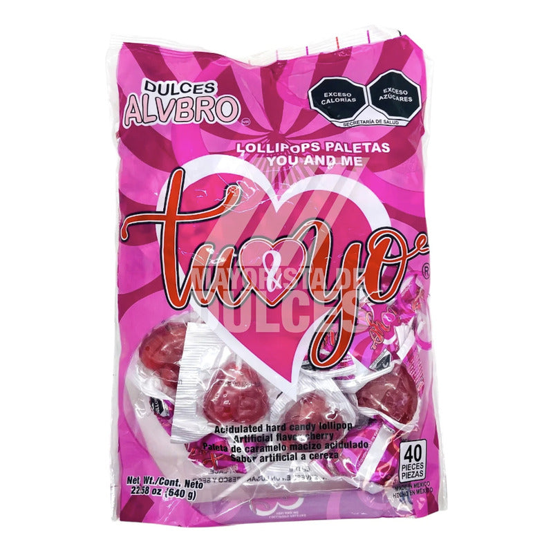 Paleta Tú Y Yo Caramelo Macizo Cereza Corazon Alvbro 40 Pzs - Eurotruck Mexico