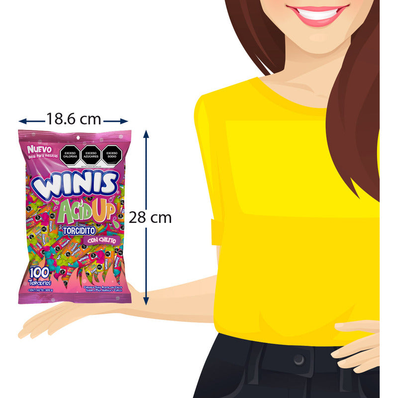 Dulce Winis Acid Up 100pz Caramelo Suave Acidito Chilito