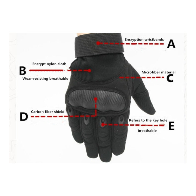 Guantes Tacticos Militar Moto Nudillos Duros Dedo Completo