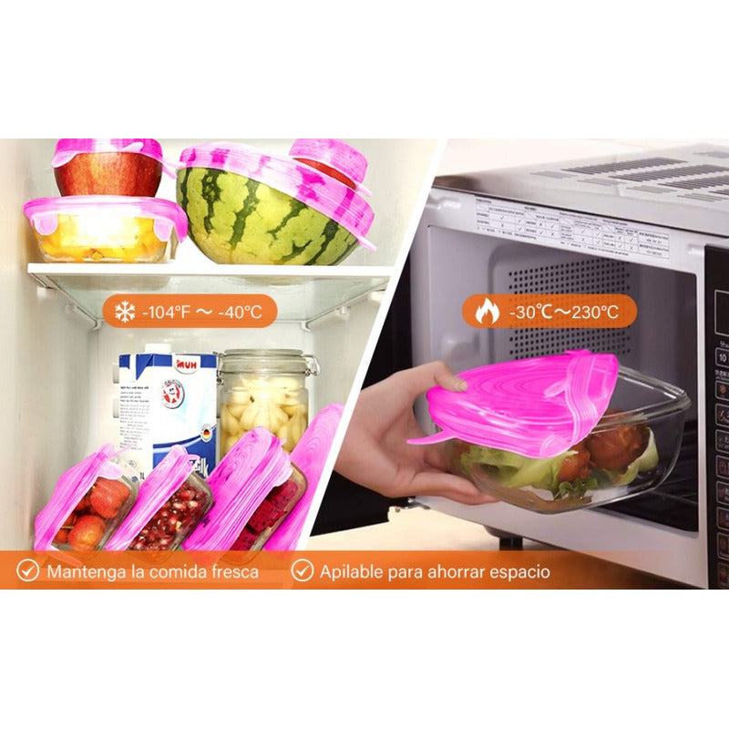 24 Tapa Silicon Flexible Ajustable Antiderrame Reusable