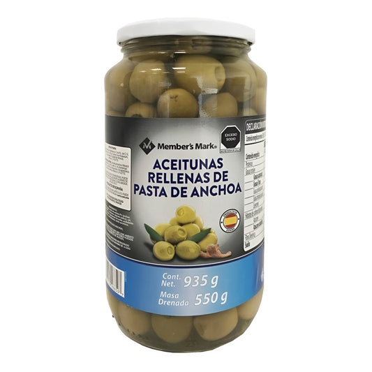 Aceitunas Rellenas De Anchoa Member's Mark De 935 Gramos