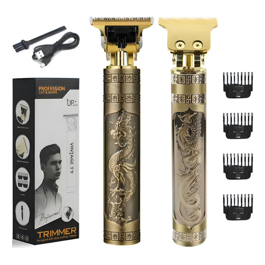 Rasuradora Eléctrica Dorada Dragon Acero Inoxidable Usb 4 Peines Dorado