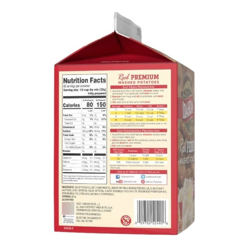 Puré De Papa Idahoan Real Premium 1.47 Kg Importado Kosher