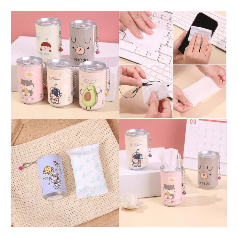 12 Toallitas Lata Limpieza Facial Surtido Color Sorpresa Multicolor