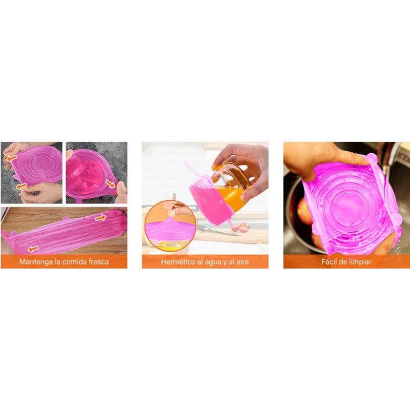 24 Tapa Silicon Flexible Ajustable Antiderrame Reusable