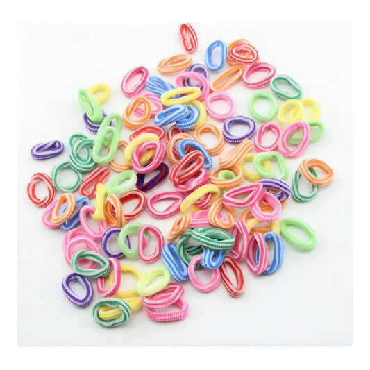 100 Mini Donitas Para Cabello, Banditas Peinados, Rayitas. Color Multicolor Rayitas