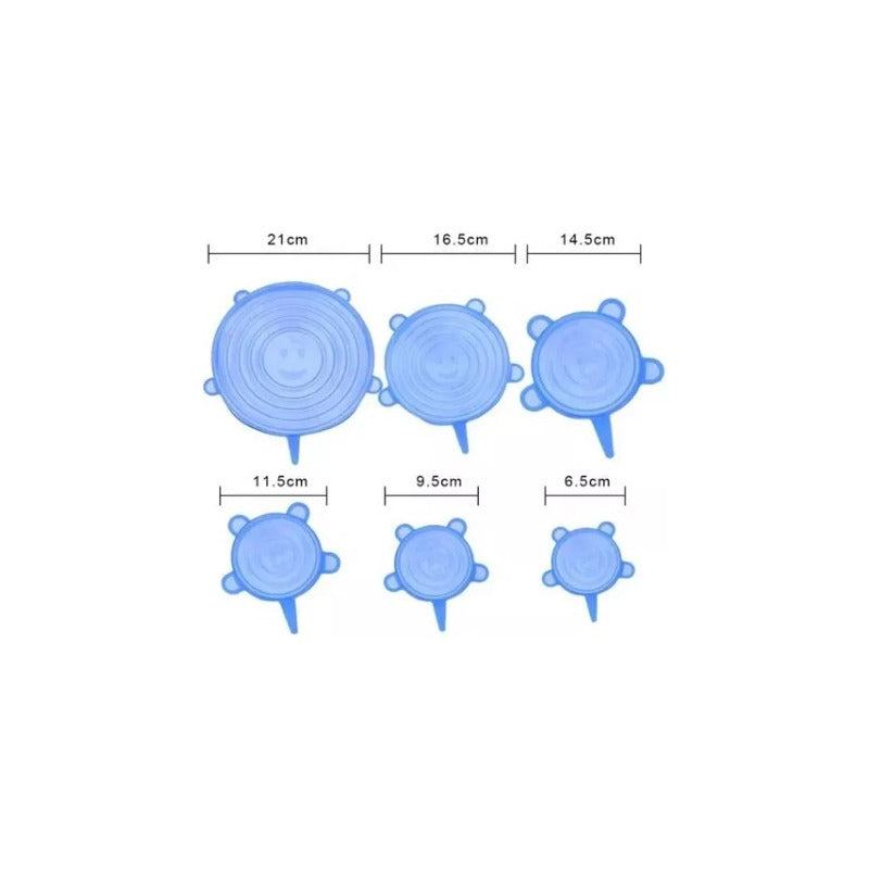 Tapas Elasticas Silicona Reutilizables Ajustable 6 Pz Comida