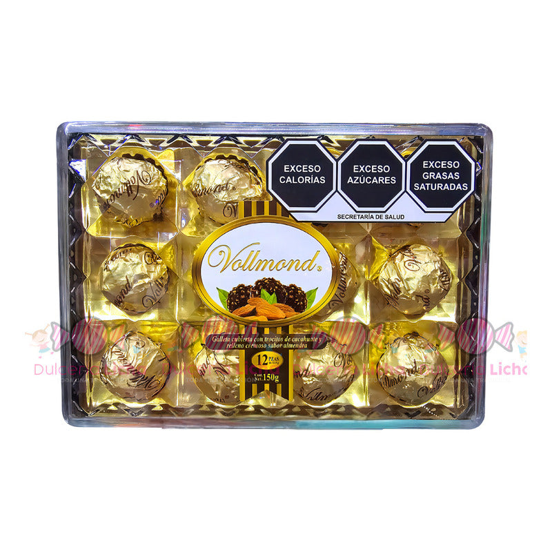 Trufas De Chocolate Cacahuate Y Galleta Almendra Alta Calidad En Estuche De Acrílico 12 Piezas 150g
