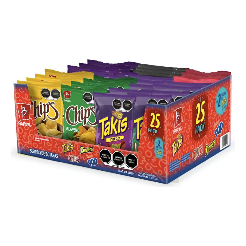 Botana Surtida Barcel Con 25+2 Pz Chips, Takis, Runers