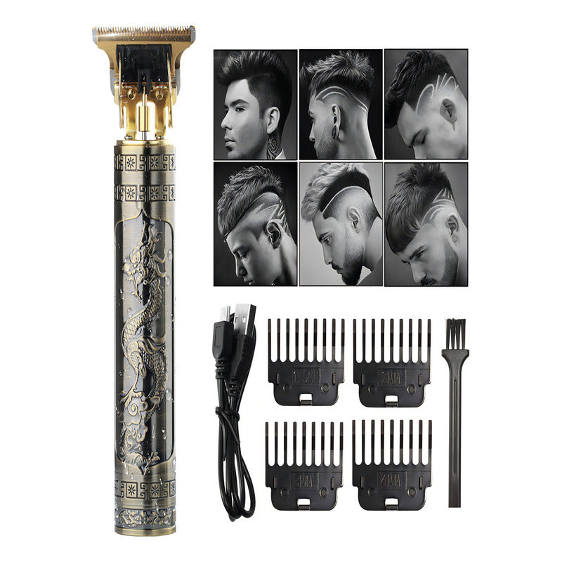 Rasuradora Eléctrica Dorada Dragon Acero Inoxidable Usb 4 Peines Dorado