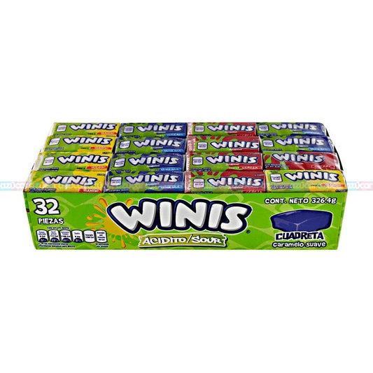 Winis Miniatura Acidito 32 Pz Caramelo Suave Cereza Mango Mo
