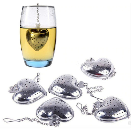 1 Infusor De Te Corazon De Metal Con Cadena Inox #50 Color Plateado