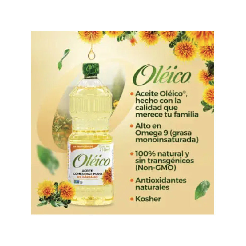 Aceite Oleico 710 Ml Comestible Puro De Cartamo