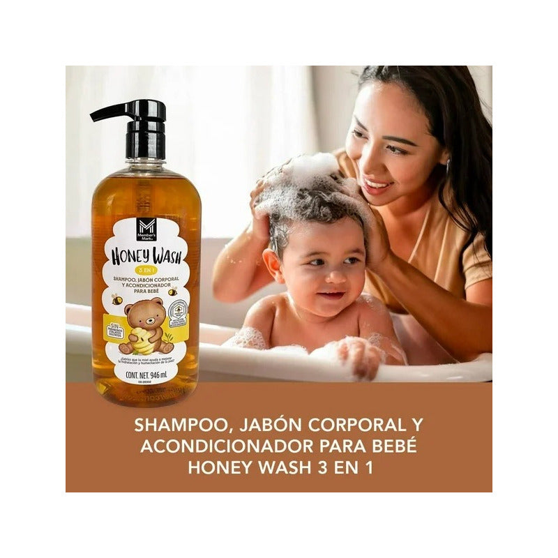Shampoo Honey Wash Para Bebe 3 En 1 Members Mark 946 Ml