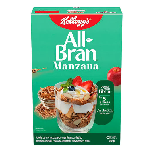 Cereal Kellogg's All Bran Manzana Almendras Integral Fibra 330g
