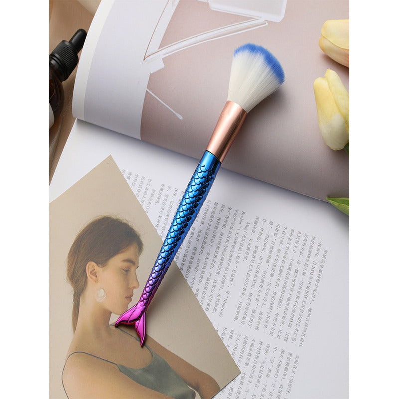 Brochas De Maquillaje Sirena Tornasol 4pz Pincel Sombra Ojos Multicolor