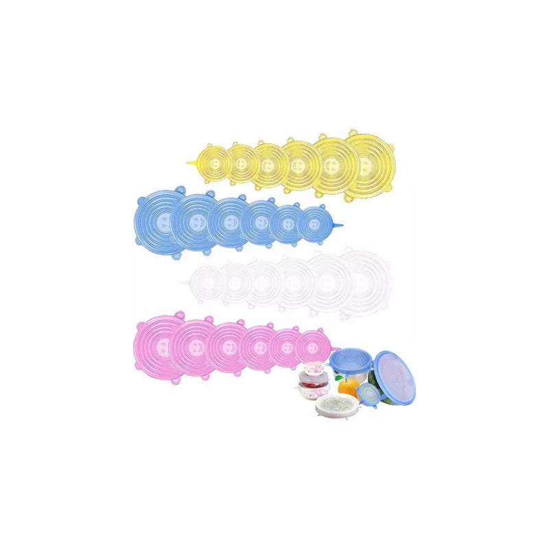 Tapas Elasticas Silicona Reutilizables Ajustable 6 Pz Comida