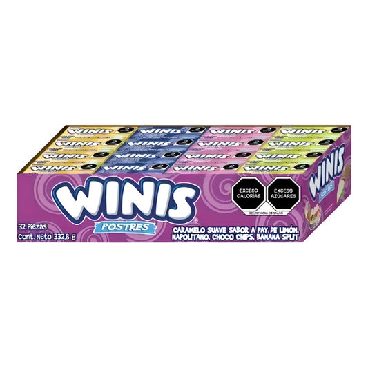 Winis Chicloso Mini Sabor Postres Caramelo Suave Dulce 32 Pz
