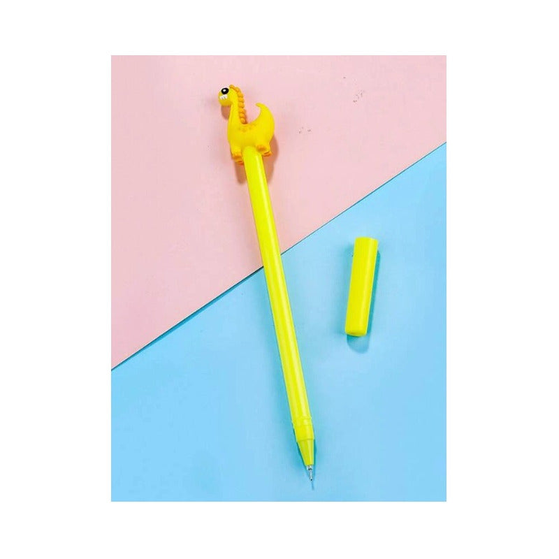 4 Bolígrafos De Gel Dinosaurios Para Estudiantes Tinta Negra Tinta Negro