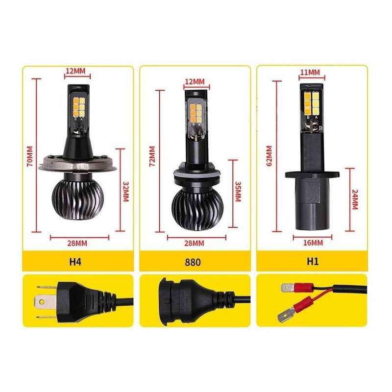6 Focos Kit X5 Led Auto Moto 2 Colores Estrobo H4 H7  A Elegir Blanco