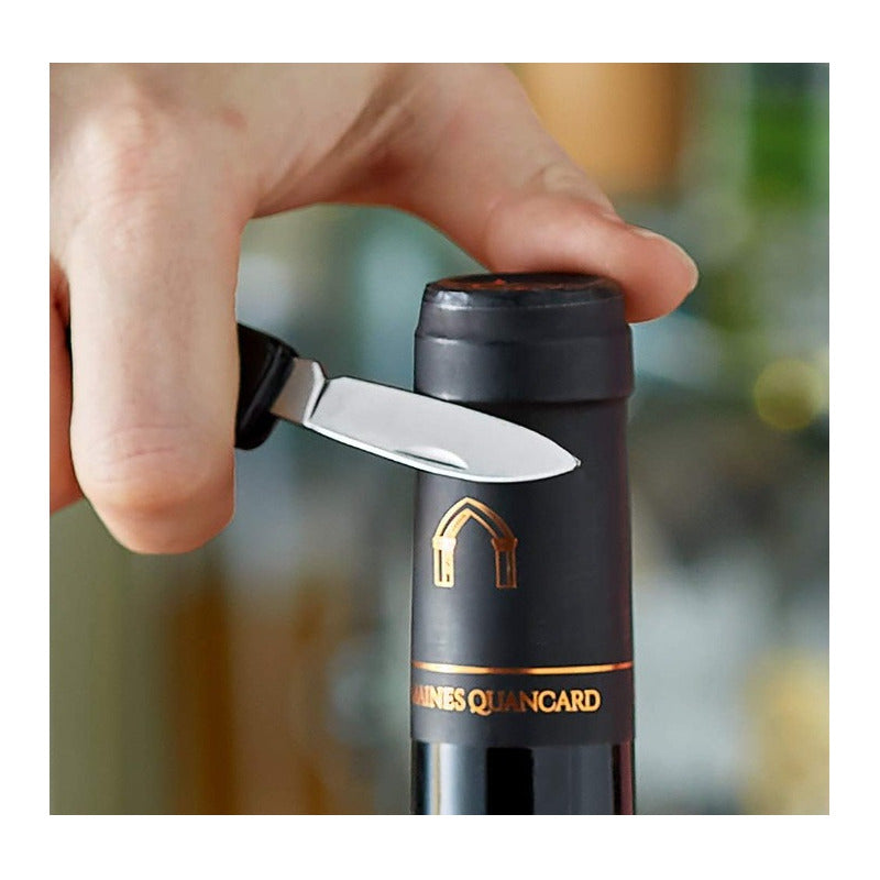 Sacacorchos, Abridor Vino 3 En 1 Botellas, Acero Inoxidable. Negro