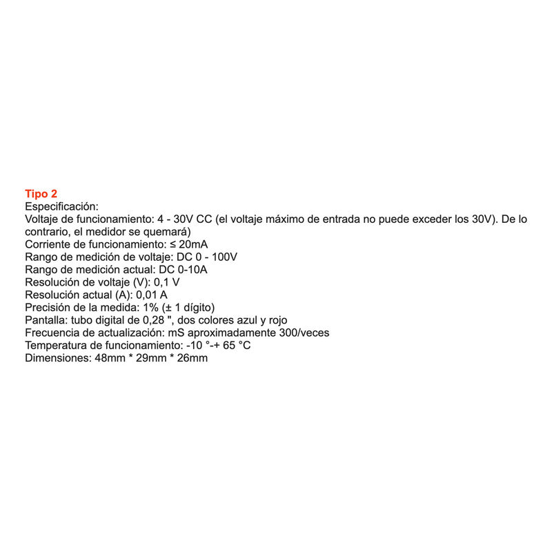 Mini Voltimetro Digital Led Dc Pantalla Dual Rojo Azul Amp