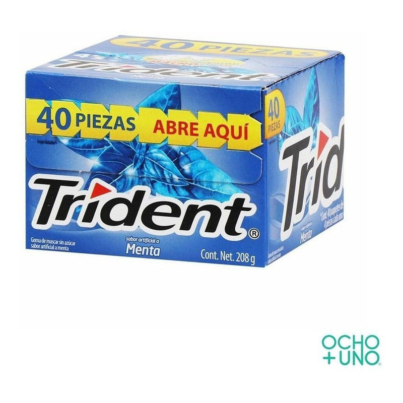 Chicle Trident 4 Pastillas Menta Adams 40 Pz