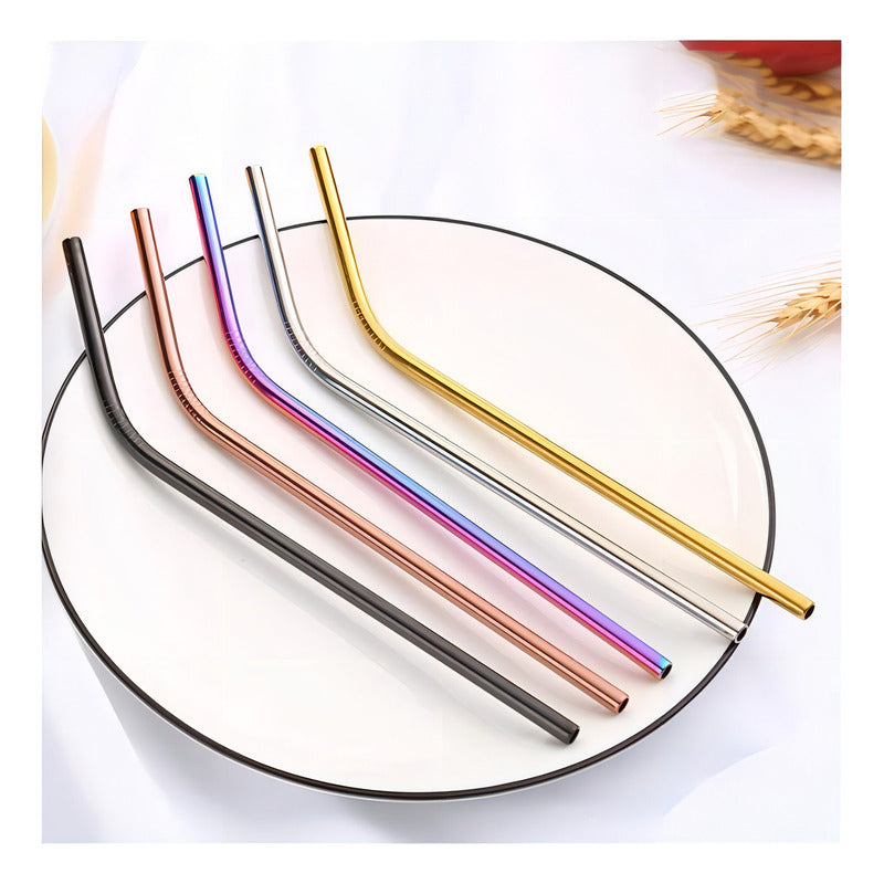 60 Set 3 Popotes Acero Inox Metalico Reusable Colores Color