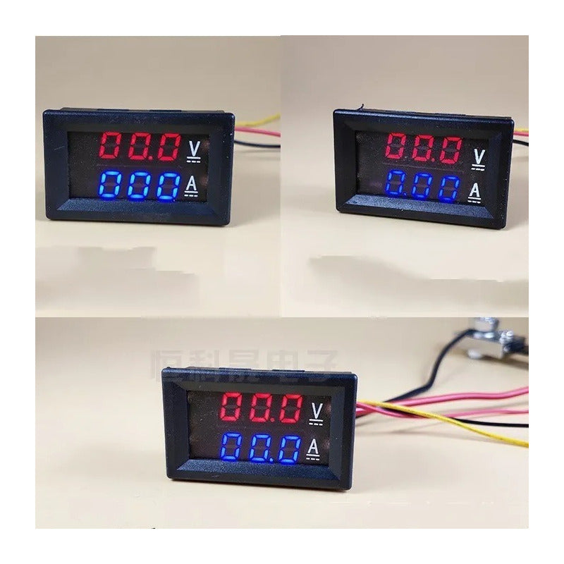 Mini Voltimetro Digital Led Dc Pantalla Dual Rojo Azul Amp