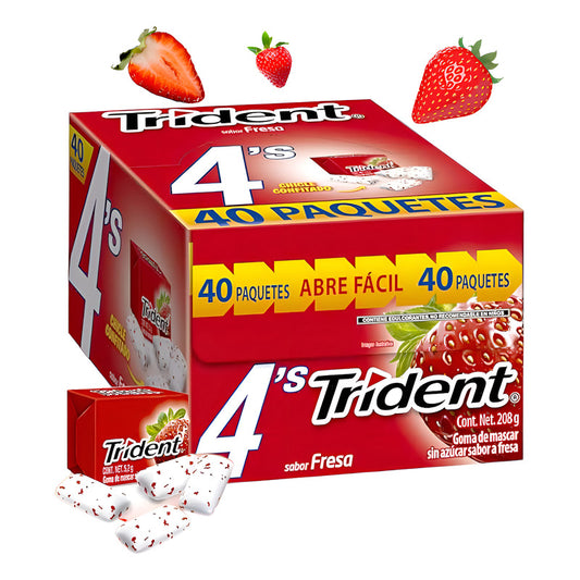 Adams Trident 4 Pastillas Fresa 40 Piezas