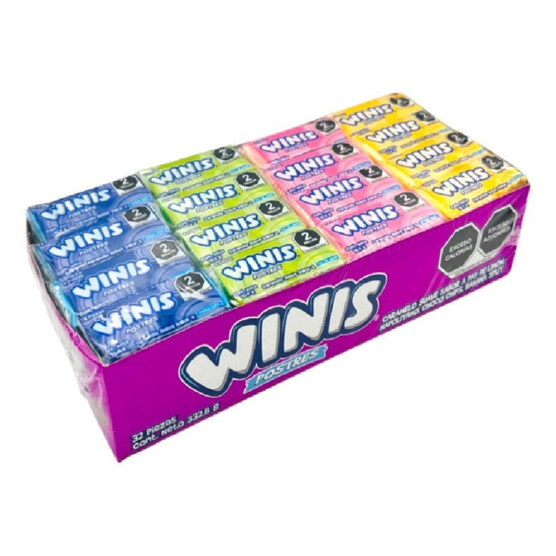Winis Chicloso Mini Sabor Postres Caramelo Suave Dulce 32 Pz