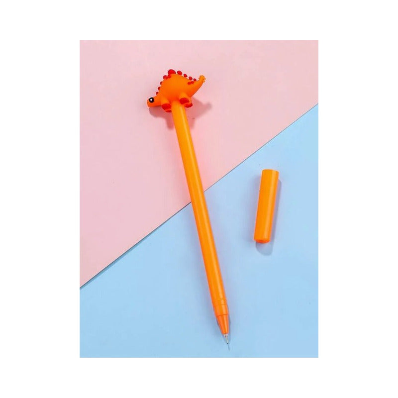 4 Bolígrafos De Gel Dinosaurios Para Estudiantes Tinta Negra Tinta Negro