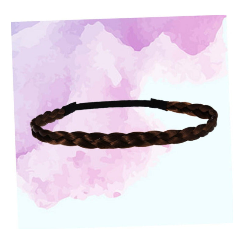 12 Diademas Trenzadas De Cabello Sintético, Postizo Negro Negro