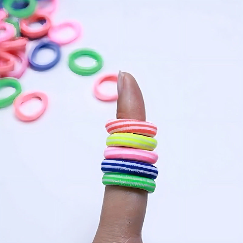 100 Mini Donitas Para Cabello, Banditas Peinados, Rayitas. Color Multicolor Rayitas