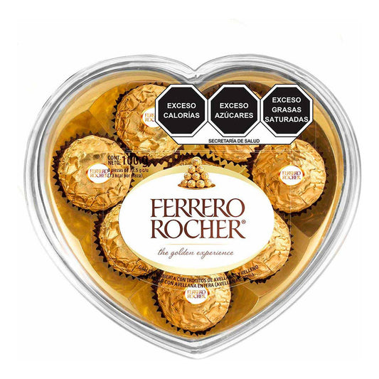 Chocolates Ferrero Rocher 8 Piezas Caja Corazon 100 Gramos