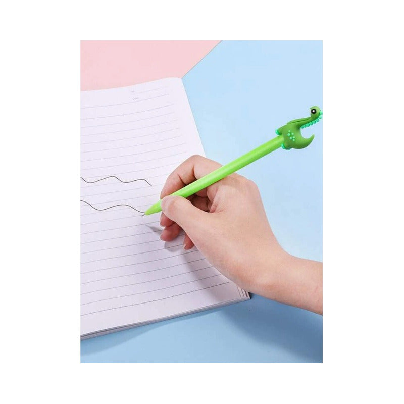 4 Bolígrafos De Gel Dinosaurios Para Estudiantes Tinta Negra Tinta Negro