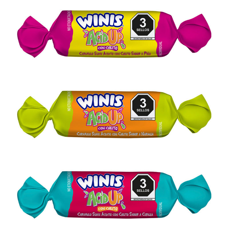 Dulce Winis Acid Up 100pz Caramelo Suave Acidito Chilito