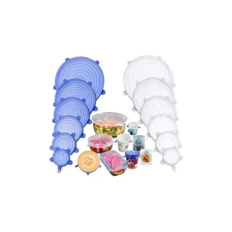 Tapas Elasticas Silicona Reutilizables Ajustable 6 Pz Comida