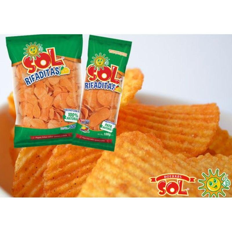Papas Sol Rifaditas, Onduladas Chile Y Queso 1 Kg.