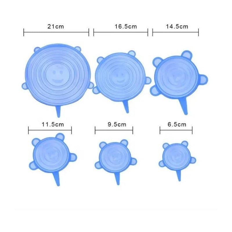 Tapas Elasticas Silicona Reutilizables Ajustable 6 Pz Comida