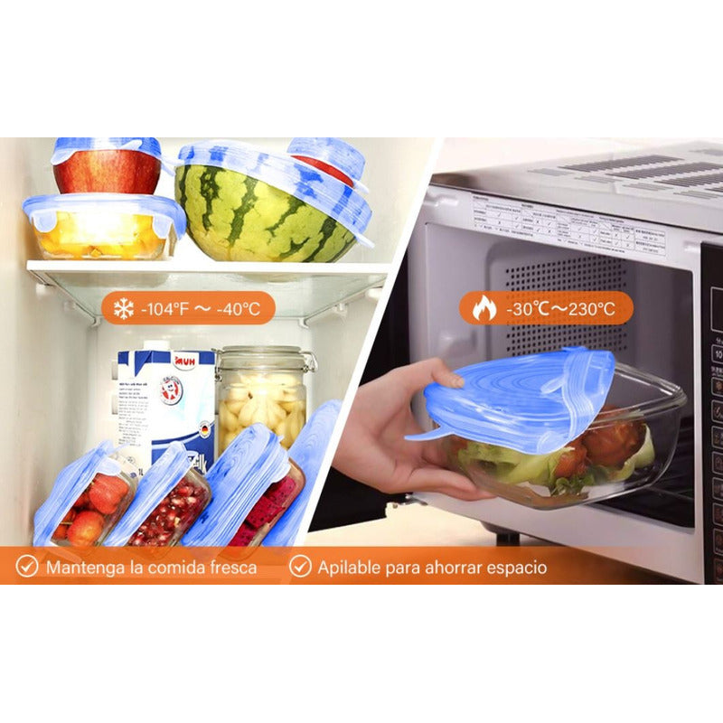 24 Tapa Silicon Flexible Ajustable Antiderrame Reusable