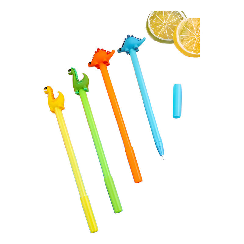 4 Bolígrafos De Gel Dinosaurios Para Estudiantes Tinta Negra Negro