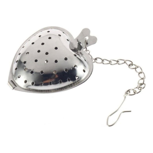 10 Infusor De Te Corazon Con Cadena Acero Inoxidable Color Gris