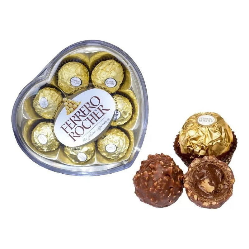 Chocolates Ferrero Rocher 8 Piezas Caja Corazon 100 Gr