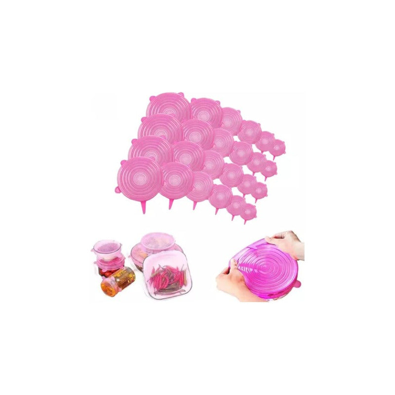 Tapas Elasticas Silicona Reutilizables Ajustable 6 Pz Comida