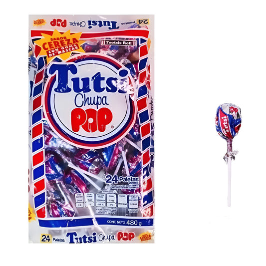 Tutsi Paleta Rellena Cereza 24 Piezas De 20 Gr