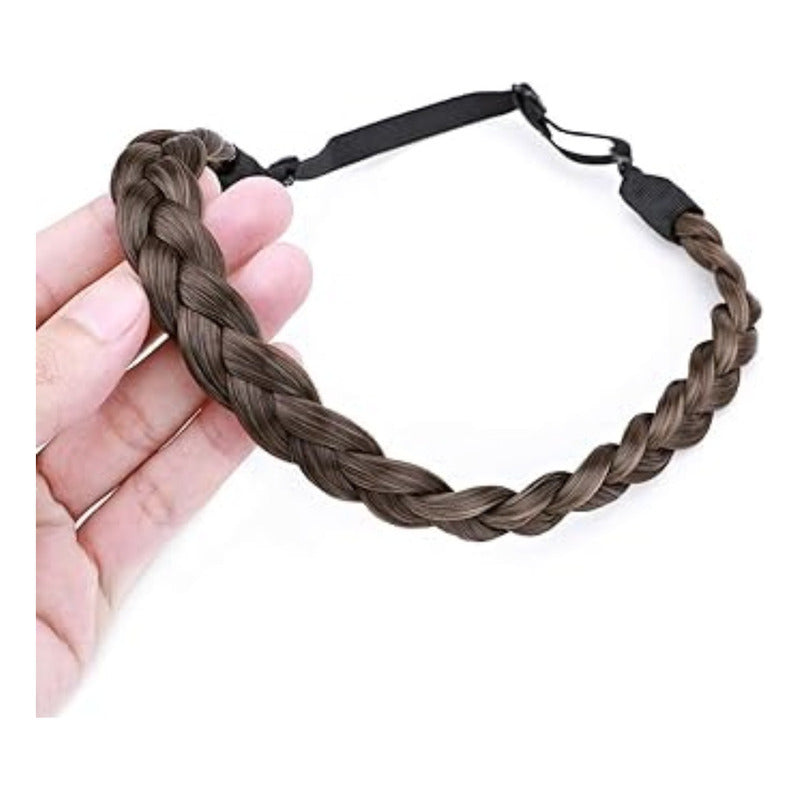 12 Diademas Trenzadas De Cabello Sintético, Postizo Negro Negro